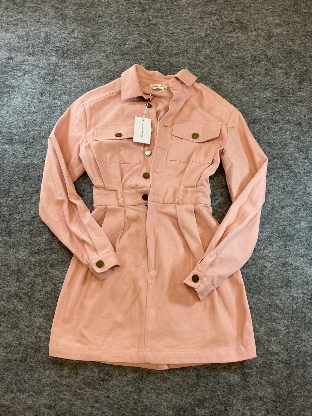 Lovers + Friends Blush Pink Denim Button Up Dress Size XXS